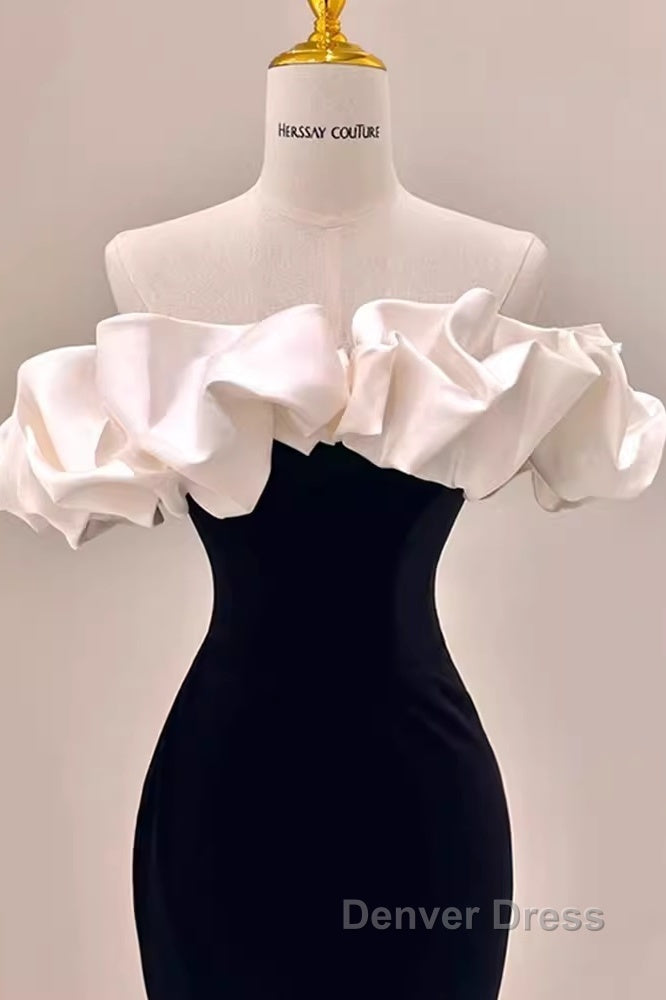 Gorgeous Mermaid Off The Shoulder Black Prom Dresses Secondary image