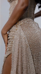 Gorgeous Mermaid Spaghetti Straps Floor Length Sequin Slit Prom Dress
