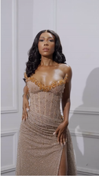 Gorgeous Mermaid Spaghetti Straps Floor Length Sequin Slit Prom Dress