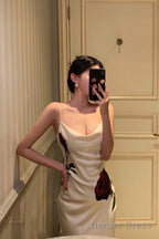 Gorgeous Mermaid Spaghetti Straps White Floral Date Night Dress Prom Dresses Birthday Outfit