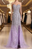 Gorgeous Mermaid Strapless Purple Beaded Long Prom Dress, Mermaid Purple Beaded Prom Dresses, Purple Ball Gowns