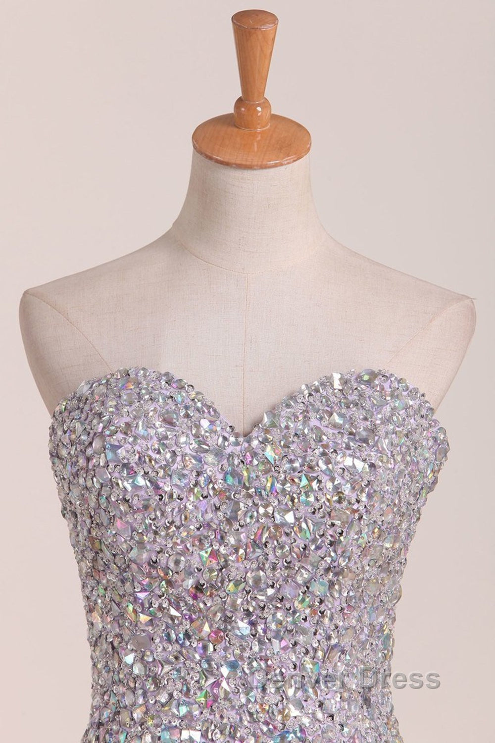 Gorgeous Mermaid Strapless Purple Beaded Long Prom Dress, Mermaid Purple Beaded Prom Dresses, Purple Ball Gowns Secondary image