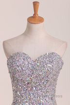Gorgeous Mermaid Strapless Purple Beaded Long Prom Dress, Mermaid Purple Beaded Prom Dresses, Purple Ball Gowns