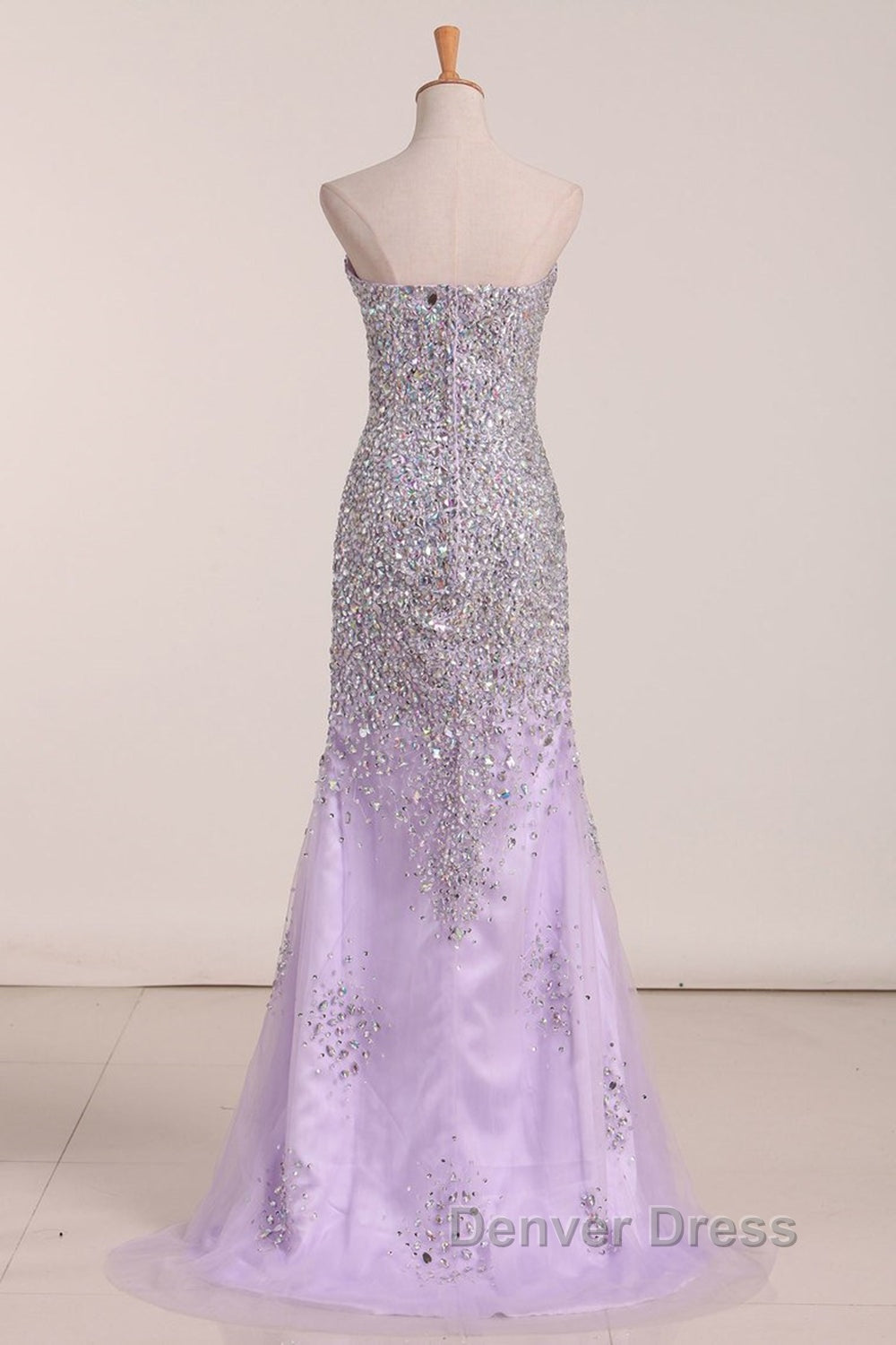 Gorgeous Mermaid Strapless Purple Beaded Long Prom Dress, Mermaid Purple Beaded Prom Dresses, Purple Ball Gowns