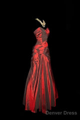 Gorgeous Mermaid Sweetheart Red Taffeta Long Evening Dress Prom Dresses