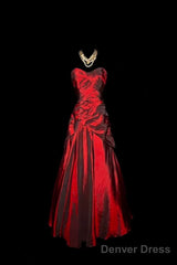 Gorgeous Mermaid Sweetheart Red Taffeta Long Evening Dress Prom Dresses