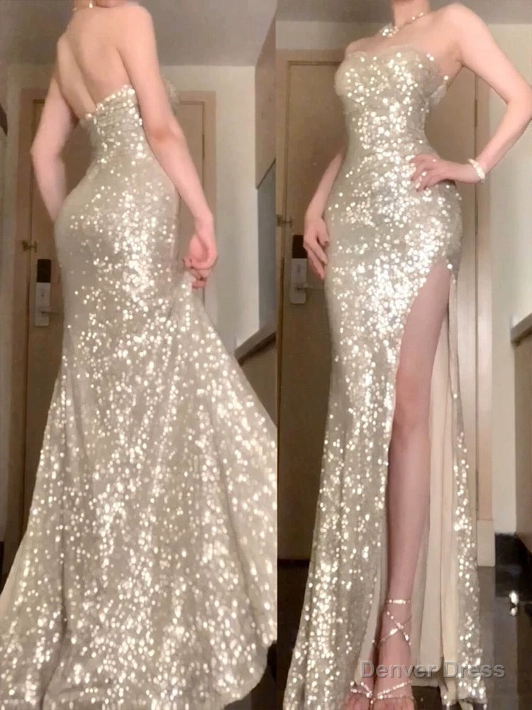 Gorgeous Mermaid Sweetheart Sequin Prom Dress Birthday Outfits Main image