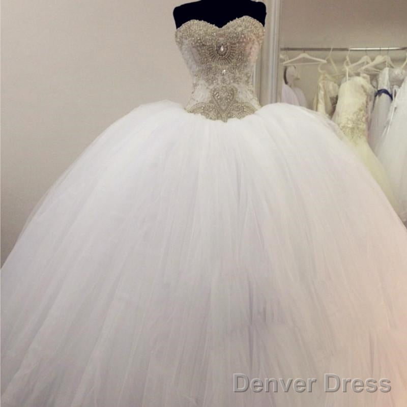 Gorgeous Pearl And Crystal Beaded Organza Ball Gowns Wedding Dresses