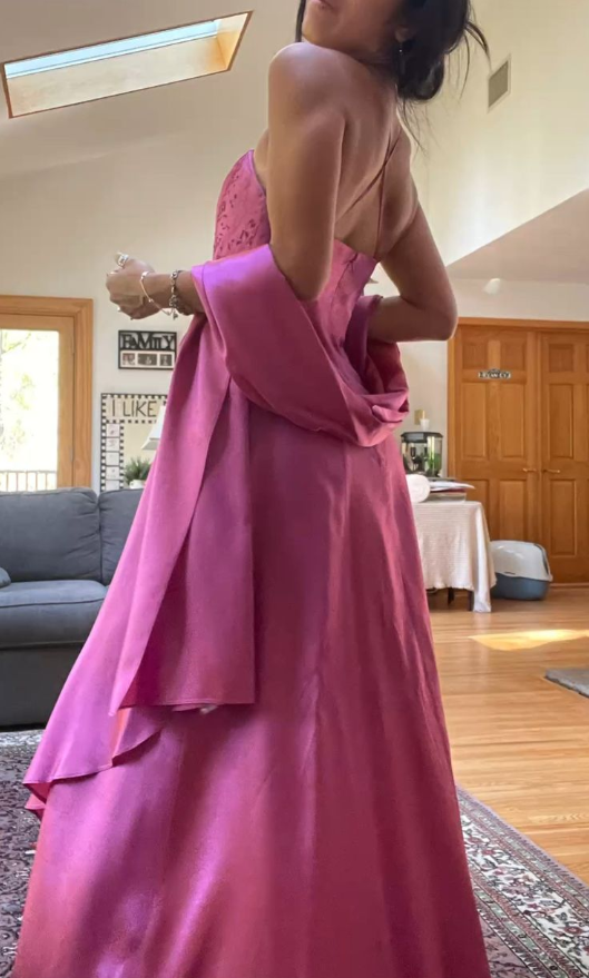 Gorgeous Pink A Line Beaded Prom Dresses Long Prom Gowns