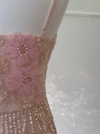 Gorgeous Pink Slim Square Neck 3D Flower Sequin Tassel Long Prom Dresses Evening Dresses