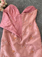 Gorgeous Princess Pink Mermaid Sweetheart Neck Embroidered Floral Satin Tulle Long Prom Dresses Evening Dresses