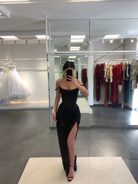 Gorgeous Prom Dress,Sequin Prom Dress,Long Prom Gown,Black Prom Dresses Secondary image