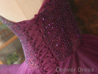 Gorgeous Purple Beaded V Neckline Prom Gowns, Sweet 16 Dresses