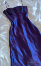 Gorgeous Purple Satin A Line Long Prom Dress