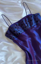 Gorgeous Purple Satin A Line Long Prom Dress