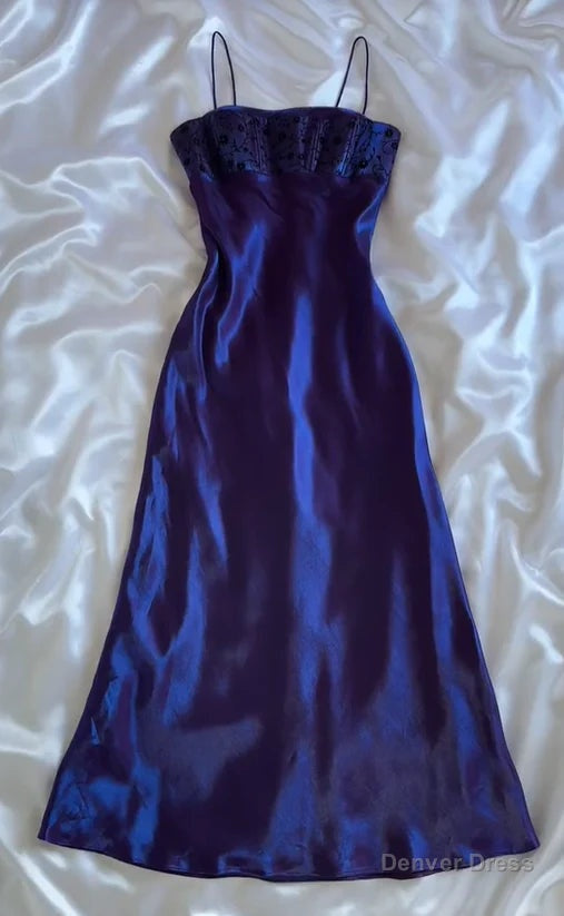 Gorgeous Purple Satin A Line Long Prom Dress Main image