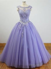 Gorgeous Quinceanera Dresses With Applique And Beadings, Purple Formal Gowns
