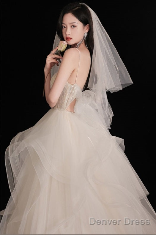 Gorgeous Ruffled BallGowns Tier Wedding Dresses With Spaghetti Straps Secondary image