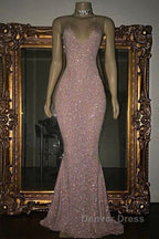 Gorgeous Sequined Mermaid Spaghetti Strap Long Sleevesless Prom Gown