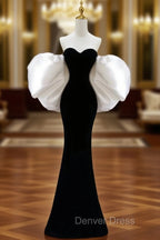 Gorgeous Sheath Off The Shoulder Black Velvet Prom Dress Birthday Outfits