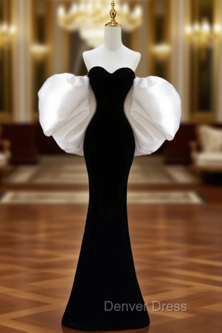 Gorgeous Sheath Off The Shoulder Black Velvet Prom Dress Birthday Outfits