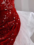 Gorgeous Sheath Off The Shoulder Sequin Red Prom Dress Birthday Outfits
