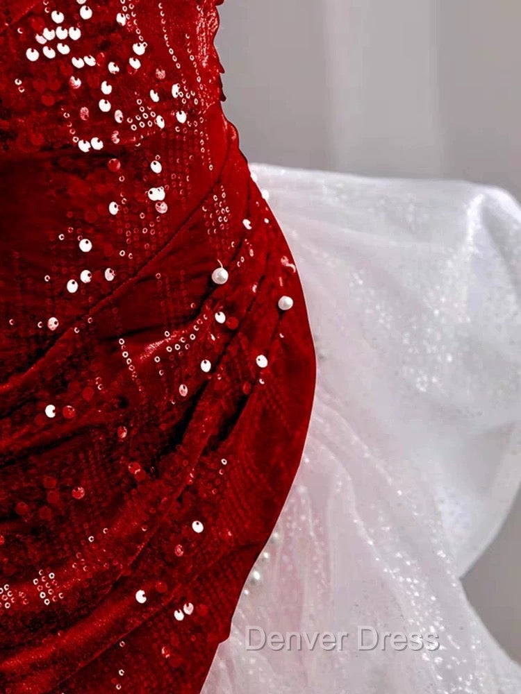 Gorgeous Sheath Off The Shoulder Sequin Red Prom Dress Birthday Outfits