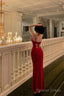 Gorgeous Sheath Spaghetti Straps Red Date Night Dress Prom Dress Birthday Outfits