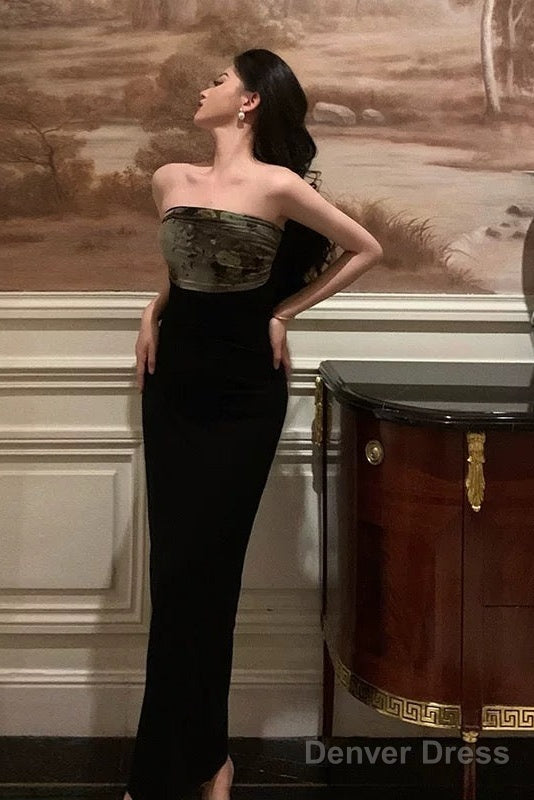 Gorgeous Sheath Strapless Date Night Dress Black Prom Dresses Party Dress Birthday Outfits Main image