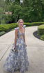 Elegant Floral Print Chiffon Long Prom Dress
