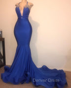 Gorgeous Spaghetti Straps Beads Appliques Prom Dresses Elegant Alluring Chic V Neck Fit and Flare Prom Gown