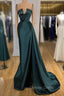 Gorgeous Spaghetti Straps Crystal Mermaid Prom Dresses With Detachable Train