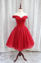 Gorgeous Sparkle Beaded Off Shoulder Red Formal Dresses, Red Homecoming Dresses