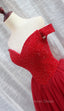 Gorgeous Sparkle Beaded Off Shoulder Red Formal Dresses, Red Homecoming Dresses