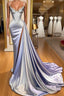 Gorgeous Split Front Sleeveless V-neck Spaghetti Strap Prom Dresses