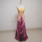 Gorgeous Strapless A-Line Printed Chiffon Long Prom Dresses Evening Dresses