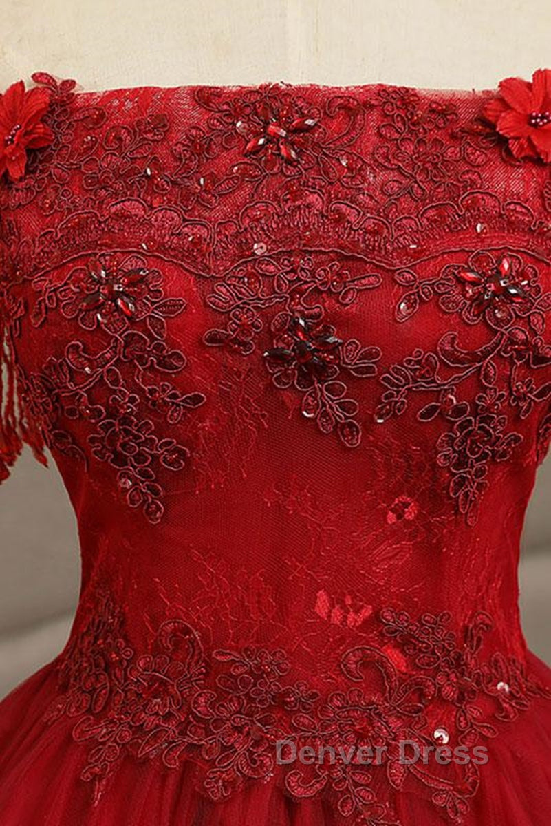 Gorgeous Strapless Burgundy Lace Beaded Long Prom Dress, Lace Burgundy Prom Dresses, Burgundy Lace Ball Gowns Secondary image