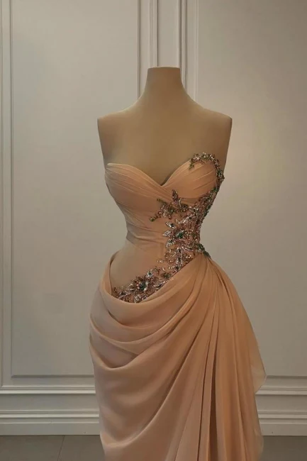 Gorgeous Sweetheart Beaded Pleated Floor Length Prom Dresses