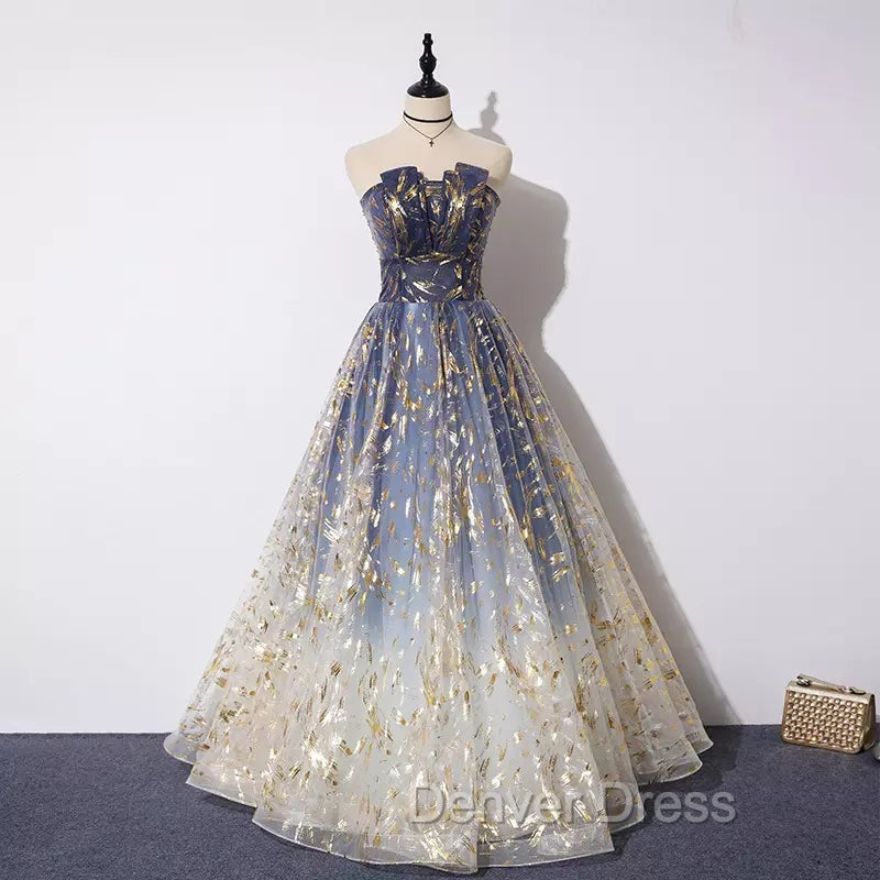Gorgeous Tulle A Line Prom Gowns, Fashionable Prom Dresses