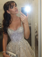 Gorgeous Tulle Beaded A Line Cocktail Dress Champagne Short Homecoming Dresses