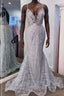 Gorgeous V Neck Mermaid Backless Silver Gray Prom Dress, Mermaid Silver Gray Prom Dress, Backless Silver Gray Prom Dresses