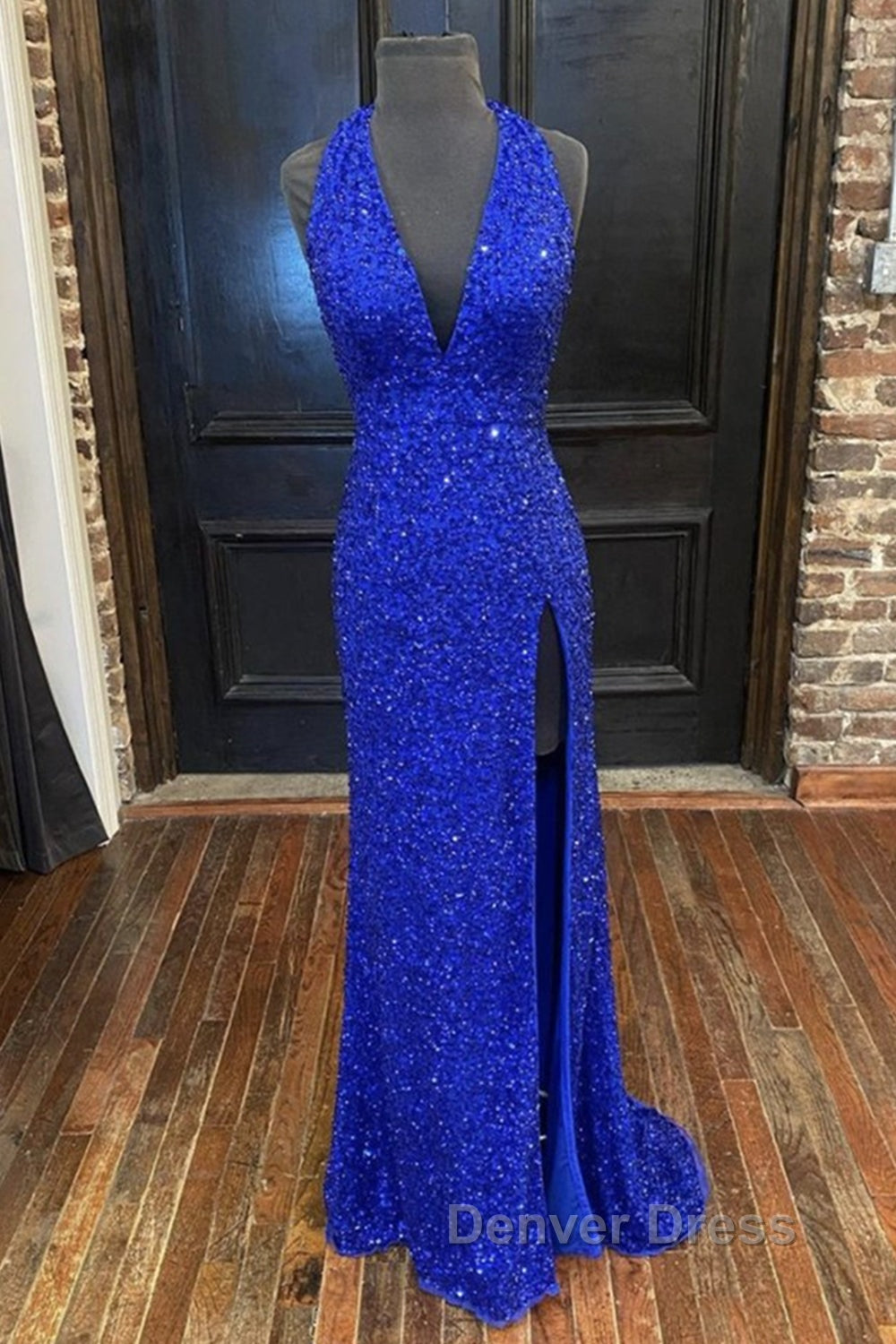 Gorgeous V Neck Mermaid Blue Sequins Long Prom Dress, Mermaid Blue Prom Dress, Blue Prom Dresses
