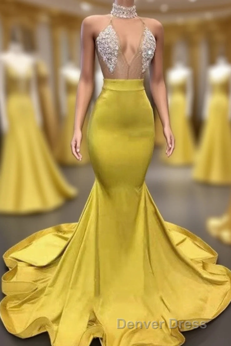 Gorgeous Deep V Neck Mermaid Prom Dresses, Long Evening Dresses Main image
