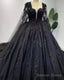 Gothic Black Long Sleeve Wedding Dress With Cape