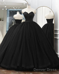 Gothic Black Strapless Quinceanera Dress Ball Gown