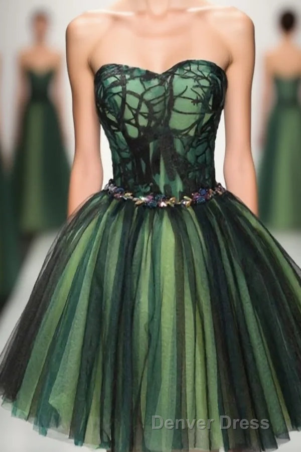 Stylish Tulle Lace Short Prom Dress, Cute Prom Dresses