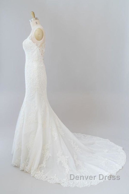 Graceful Illusion Appliques Mermaid Wedding Dresses