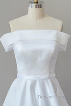 Graceful Long Ball Gowns Off Shoulder Satin Wedding Dresses