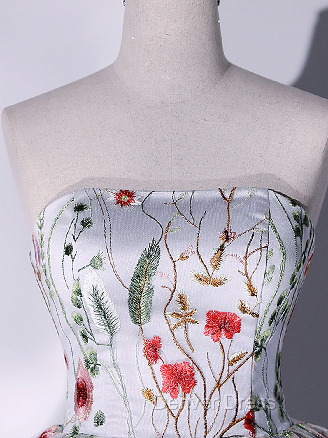 Gray A-LIne Tulle Long Prom Dresses, Gray Formal Evening Dresses