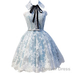 Gray Lace Hoco Dress Short Homecoming Dresses